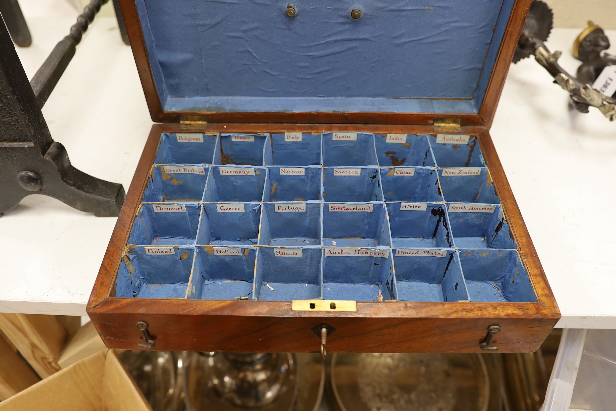 A Georgian mahogany box and a cutlery box by Goldsmiths & Silversmiths